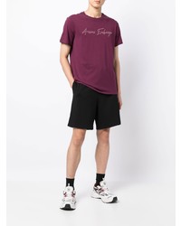 T-shirt girocollo stampata melanzana scuro di Armani Exchange
