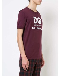 T-shirt girocollo stampata melanzana scuro di Dolce & Gabbana