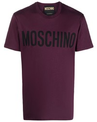 T-shirt girocollo stampata melanzana scuro di Moschino