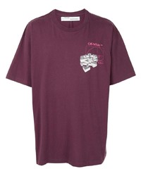 T-shirt girocollo stampata melanzana scuro di Off-White