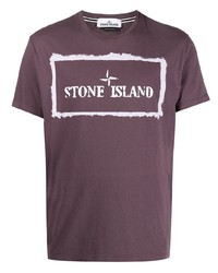 T-shirt girocollo stampata melanzana scuro di Stone Island