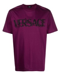 T-shirt girocollo stampata melanzana scuro di Versace