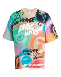 T-shirt girocollo stampata multicolore di AAPE BY A BATHING APE