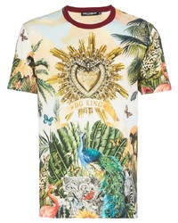 T-shirt girocollo stampata multicolore di Dolce & Gabbana