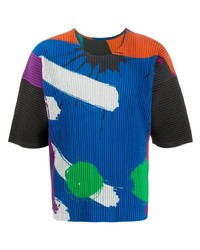 T-shirt girocollo stampata multicolore di Homme Plissé Issey Miyake