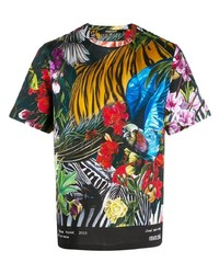 T-shirt girocollo stampata multicolore di Roberto Cavalli
