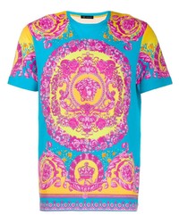 T-shirt girocollo stampata multicolore di Versace