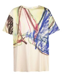 T-shirt girocollo stampata multicolore di Yohji Yamamoto