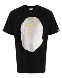 T-shirt girocollo stampata nera e argento di A Bathing Ape