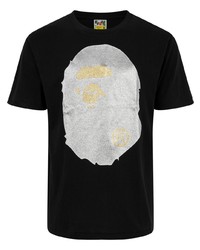 T-shirt girocollo stampata nera e argento di A Bathing Ape