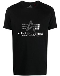 T-shirt girocollo stampata nera e argento di Alpha Industries