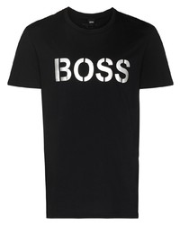 T-shirt girocollo stampata nera e argento di BOSS