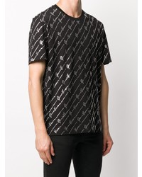 T-shirt girocollo stampata nera e argento di Versace