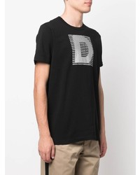 T-shirt girocollo stampata nera e argento di Diesel