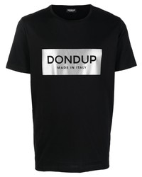 T-shirt girocollo stampata nera e argento di Dondup