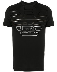 T-shirt girocollo stampata nera e argento di Emporio Armani