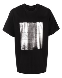 T-shirt girocollo stampata nera e argento di Helmut Lang