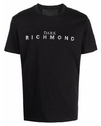 T-shirt girocollo stampata nera e argento di John Richmond