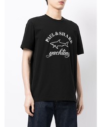 T-shirt girocollo stampata nera e argento di Paul & Shark