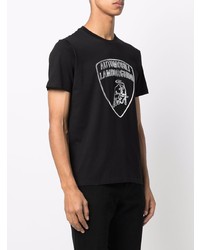 T-shirt girocollo stampata nera e argento di Automobili Lamborghini