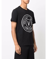 T-shirt girocollo stampata nera e argento di VERSACE JEANS COUTURE