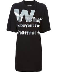 T-shirt girocollo stampata nera e argento di MM6 MAISON MARGIELA