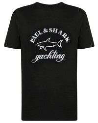 T-shirt girocollo stampata nera e argento di Paul & Shark
