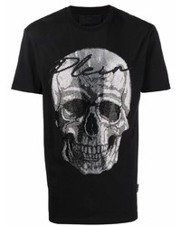 T-shirt girocollo stampata nera e argento di Philipp Plein