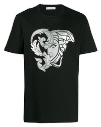 T-shirt girocollo stampata nera e argento di Versace Collection