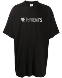 T-shirt girocollo stampata nera e argento di Vetements