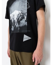 T-shirt girocollo stampata nera e bianca di Moncler Genius