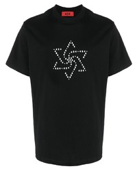 T-shirt girocollo stampata nera e bianca di 424
