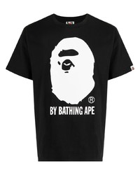 T-shirt girocollo stampata nera e bianca di A Bathing Ape