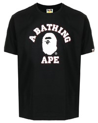 T-shirt girocollo stampata nera e bianca di A Bathing Ape