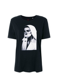 T-shirt girocollo stampata nera e bianca di A.F.Vandevorst