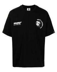 T-shirt girocollo stampata nera e bianca di AAPE BY A BATHING APE