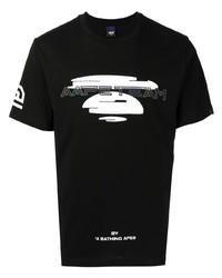T-shirt girocollo stampata nera e bianca di AAPE BY A BATHING APE
