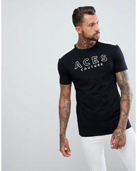 T-shirt girocollo stampata nera e bianca di Aces Couture