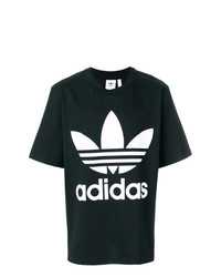 T-shirt girocollo stampata nera e bianca di adidas