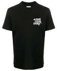 T-shirt girocollo stampata nera e bianca di Aimé Leon Dore