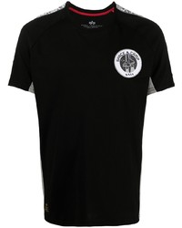 T-shirt girocollo stampata nera e bianca di Alpha Industries