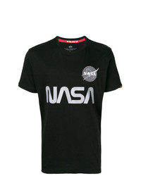T-shirt girocollo stampata nera e bianca di Alpha Industries