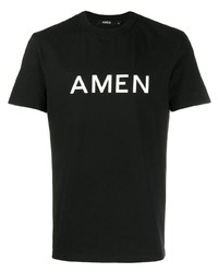 T-shirt girocollo stampata nera e bianca di Amen