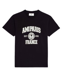 T-shirt girocollo stampata nera e bianca di Ami Paris