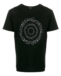 T-shirt girocollo stampata nera e bianca di Ann Demeulemeester