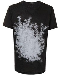 T-shirt girocollo stampata nera e bianca di Ann Demeulemeester