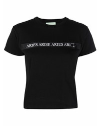 T-shirt girocollo stampata nera e bianca di Aries