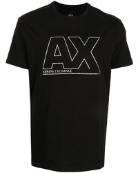 T-shirt girocollo stampata nera e bianca di Armani Exchange