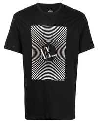 T-shirt girocollo stampata nera e bianca di Armani Exchange