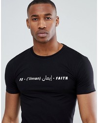 T-shirt girocollo stampata nera e bianca di ASOS DESIGN